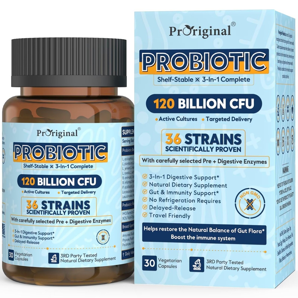 Probiotics for Women & Men 120 Δισεκατομμύρια CFU με 36 Probiotic Strains for Digestive Health and Gut Health, Delayed Release Capsules, Στομάχι Οξύ Ανθεκτικό, Δεν χρειάζεται για Ψύξη 30 Κάψουλες