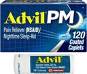 Advil PM Pain Reliever and Nighttime Sleep Aid, Ibuprofen for Pain Relief and Diphenhydramine Citrate for a Sleep Aid - 120 Coated Caplets and Pain Reliever and Fever Reucer, 10 Count Tablets