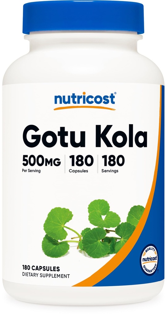 Nutricost Gotu Kola 500 MG, 180 κάψουλες - κάψουλες χορτοφάγων, χωρίς γλουτένη, μη ΓΤΟ