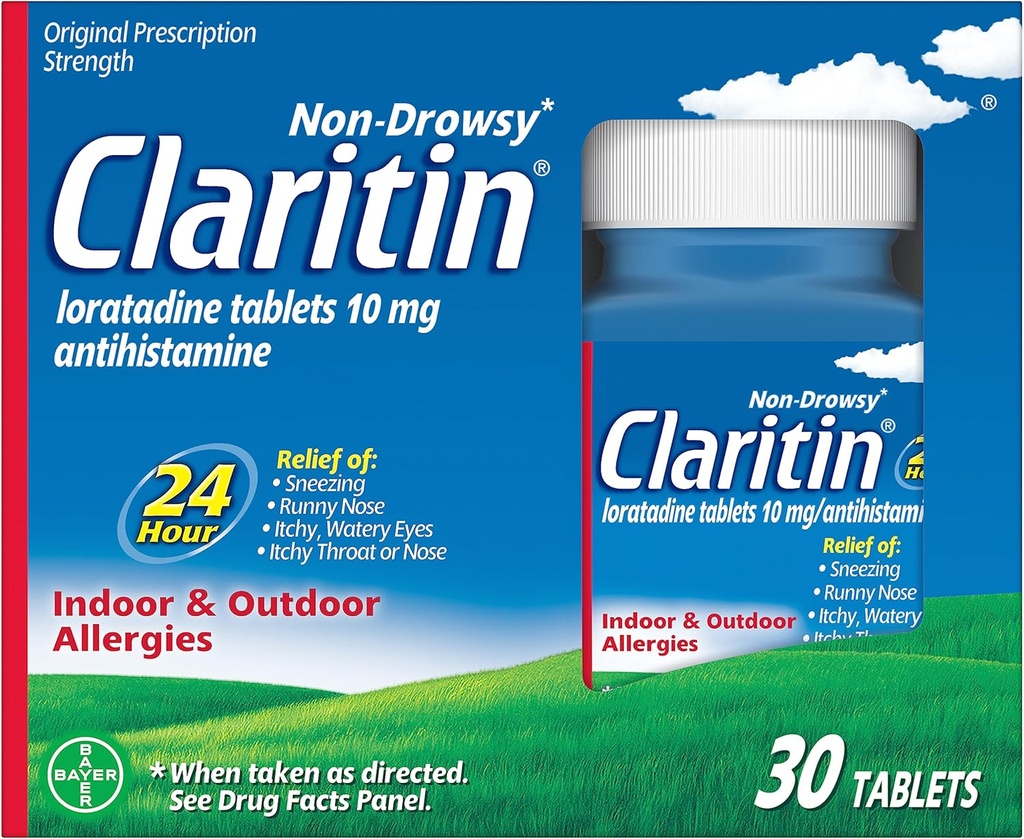 Claritin 24 HR Non Drowsy Allergy Medicine, Loratadine antihistamine tablets, 30 Ct