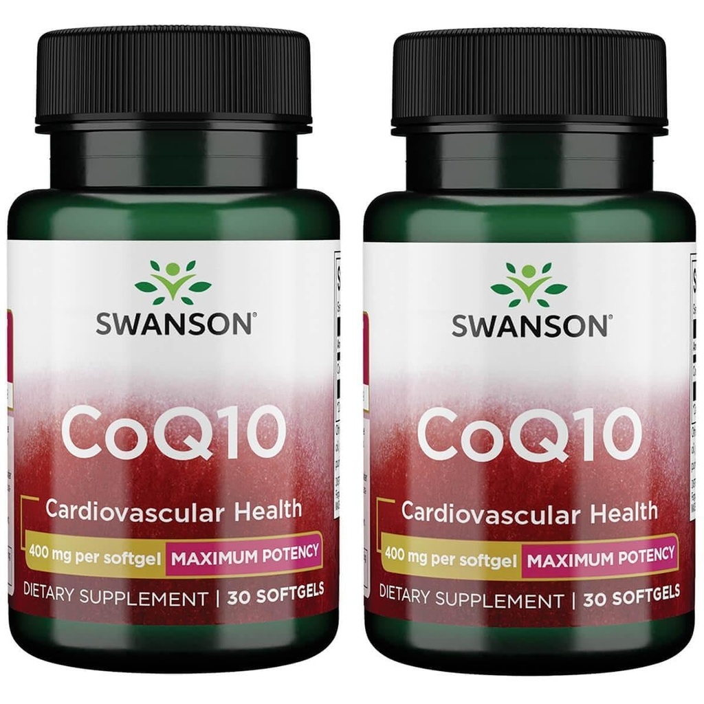 Swanson CoQ10 - Βοηθά στην προώθηση της υγείας της καρδιάς, την υποστήριξη της ενέργειας, & Βοηθήματα Γενική Καρδιαγγειακό Σύστημα Υγεία - Βοηθά στη διατήρηση Συνένζυμο Q10 συμπλήρωμα - (30 Softgels, 400mg κάθε) (2 Pack)