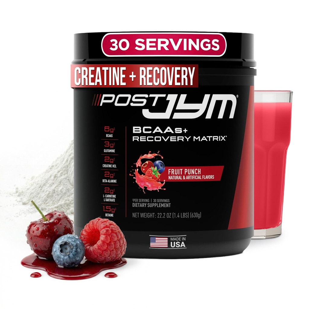 Post JYM Active Matrix - Post-Workout με BCAA's, Glutamine, Creatine HCL, Beta-Alanine, και More JYM συμπλήρωμα επιστήμης Punch Φρούτων, 30 εξυπηρετούν