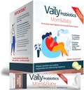 Vaily Mom & Baby Probiotic - Μετα & προγεννητικές βιταμίνες Probiotics Σκόνη για γυναίκες - Ενισχύει το ανοσοποιητικό σύστημα & Digestive Υγεία, Υγιεινή βρεφική επιδερμίδα - Προγεννητικά Απαραίτητα, Εύκολη πέψη - 30 Sticks