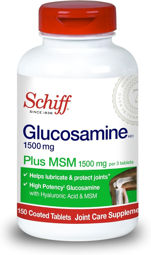 Schiff Glucosamine 1500mg Plus MSM 1500mg και Υαλουρονικό οξύ, 150 δισκία - Κοινό συμπλήρωμα