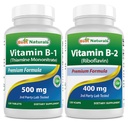 Best Naturals Βιταμίνη Β1 ως Μονονιτρική Θιαμίνη 500 mg & Βιταμίνη Β2 (Riιβοφλαβίνη) 400 mg