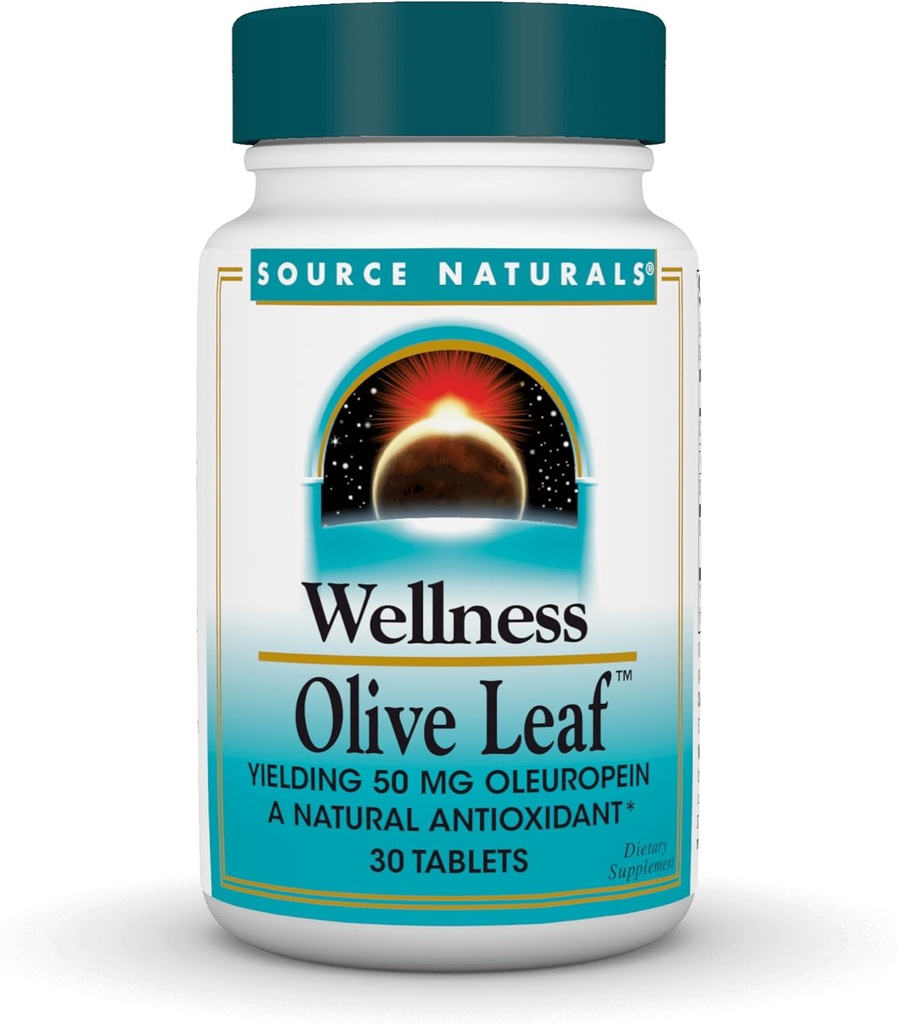Source Naturals Wellness Olive Leaf - Yielding 100 mg Oleuropein a Natural Antioxidant* - 30 Tablets