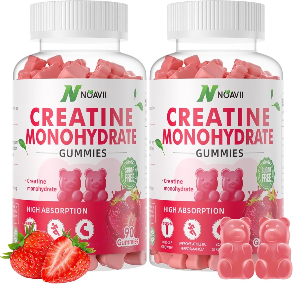 Creatine Monohydrate Gummies 5000mg για άνδρες και γυναίκες, μασώμενα Creatine Monohydrate για μυϊκή δύναμη, μυών Builder, ενέργειας Boost, προ-εργάσιμη συμπλήρωμα-180 φράουλα Gummies