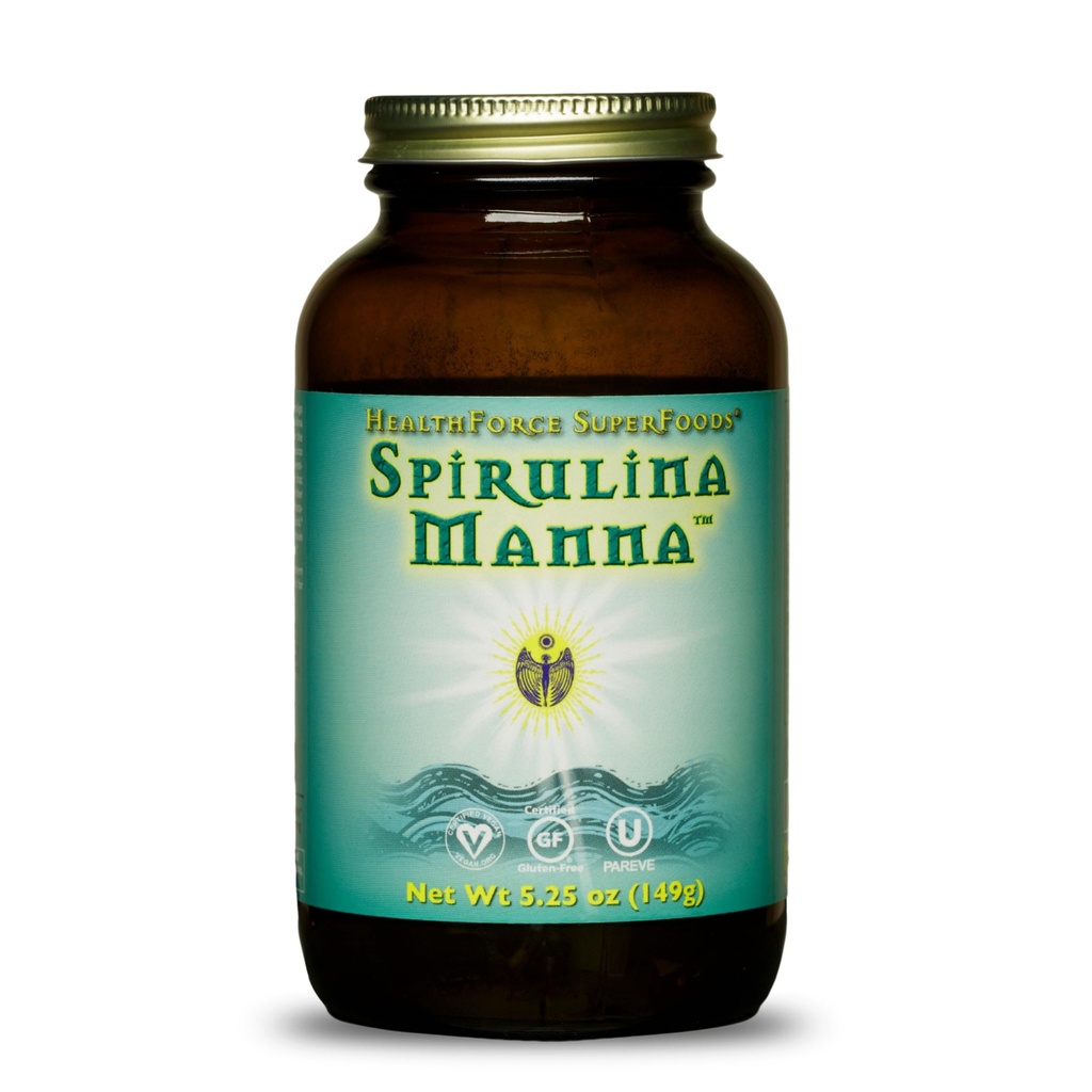 HealthForce SuperFoods Spirulina Manna - 5.25 oz Spirulina Powder - All Natural Nutrient Rich Superfood with Vitamins, Minerals, & Amino Acids - Organic, Vegan, Gluten Free - 62 Servings