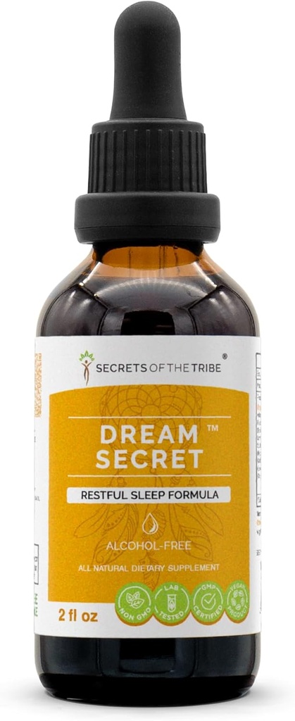 Μυστικά της Φυλής - Dream Secret, Restful Sleep Formula, Herbal Supplement Blend Drops Alcohol-Free Liquid Extract (2 fl oz)