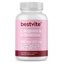 BESTVITE L-αργινίνη L-Ορνιθίνη 500-250 (120 κάψουλες χορτοφάγων) - Δεν Stearates - Όχι πληρωτικά - Vegan - Μη ΓΤΟ - Χωρίς γλουτένη - Όχι πυριτικό ασβέστιο