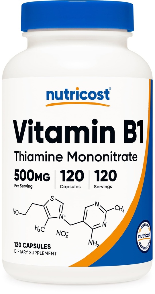 Nutricost Βιταμίνη Β1 (Θιαμίνη) 500mg, 120 κάψουλες