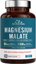 Magnesium Malate, 90 mg Elemental Magnesium, for Both Adults & Kids, Fully Chelated with Malic Acid, Support Energy Production & Muscle Health, Gut Friendly, Easy to Swallow, 90 Tiny Caps