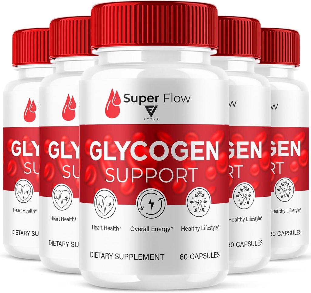 (5 Pack) Super Flow SuperFlow Glycogen Support Capses, Super Flow Advanced Glycogen Health and Blood Wellness Support Supplement, SuperFlow Maximum Strength Glyco Formula Supplement (300 Κάψουλες)