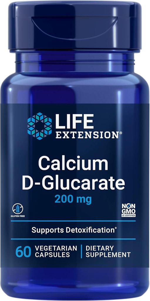 Life Extension Calcium D-Glucarate, 200 mg - Υποστηρίζει την αποτοξίνωση, βοηθά να ξεφλουδίσει τις μη επιθυμητές ενώσεις – Χωρίς γλουτένη, μη ΓΤΟ, χορτοφάγοι – 60 κάψουλες