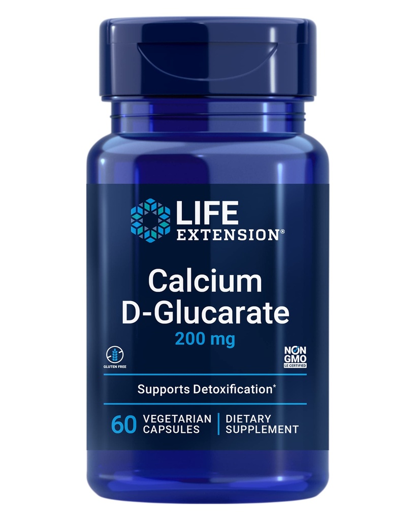 Life Extension Calcium D-Glucarate, 200 mg - Υποστηρίζει την αποτοξίνωση, βοηθά να ξεφλουδίσει τις μη επιθυμητές ενώσεις – Χωρίς γλουτένη, μη ΓΤΟ, χορτοφάγοι – 60 κάψουλες