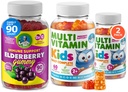 Παιδιά Πολυβιταμίνη Gummies 14 Ουσιώδεις Βιταμίνες και Gelderberry Gummies για Παιδιά και Ενήλικες Βιταμίνη A, C, D, E Χορτοφαγική B6 & B12, Ψευδάργυρος, Βιοτίνη Gummy Πολυβιταμίνες για Παιδιά + Ανοσοποιητική υποστήριξη