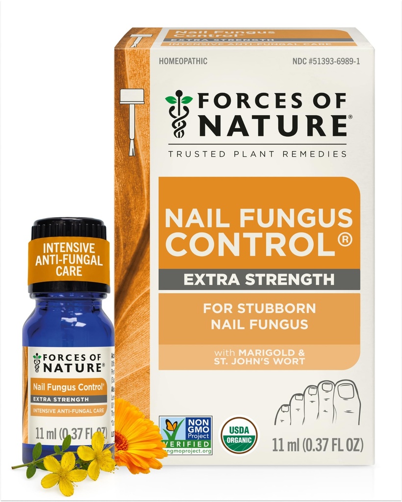 Forces of Nature Toenail Nail Fungus Treatment Extra Strength, Organic Antimungal Restore Εμφανίζονται τα νύχια και τα νύχια, Ομοιοπαθητική Ιατρική για τα ραγισμένα, στεγνά και κατεστραμμένα νύχια, 11ml (0,37 fl oz)