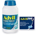 Advil Liqui-Gels Pain Reliever and Fever Reducer, Παυσίπονο για Ενήλικες με Ibuprofen 200mg για Πονοκέφαλο, Οσφυαλγία, Εμμηνορρυσιακός πόνος και Ανακουφισμός Κοινών Πόνων - 200 Κάψουλες, Advil PM Ibuprofen - 2 Ct