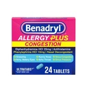Benadryl Αλλεργία Plus Υπεργεύση Ultratabs, Ιατρική με Diphenhydramine HCl Αντιισταμινική & φαινυλεφρίνη HCl Ρινική Αποσυμφορητικό, Αλλεργία & Πνευμονική Συμφόρηση δισκία ανακούφισης, 24 ct