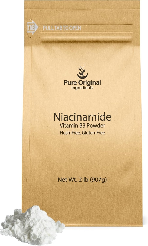 PURE αρχικά ΣΥΣΤΑΤΙΚΑ Νιακιναμίδη (2 lb) Φλος-ελεύθερος Βιταμίνη B3 σκόνη, συμπλήρωμα διατροφής
