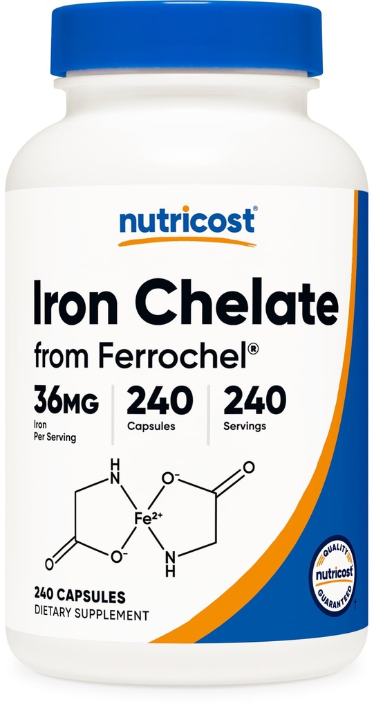 Nutricost Chelated Iron, Ferrochel, 36mg, 240 κάψουλες