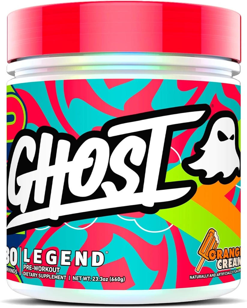GHOST Legend Pre-Workout Powder, Orange Cream - 30 Servings – Pre-Workout for Men & Women with Choline, L-Citrulline, & Beta Alanine for Energy & Focus