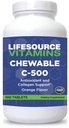 LifeSource Vitamins Vitamin C 500 mg - 100 Μασώμενα δισκία - Εκπληκτικό άρωμα πορτοκαλιού - Γλυκό w/ Stevia