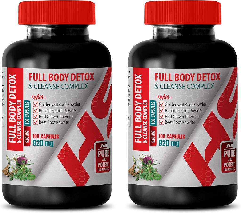 Καθαρίστε και Detox άνδρες - Full Body Detox και Cleanse Complex 920 MG - Γάλα Thittle συμπλήρωμα βοτάνων - 2 μπουκάλια 200 κάψουλες