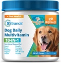 5 Strands Dog Multivitamin Chews, 10 σε-1, Βιταμίνες & Postbiotics, All Ages & Breeds - Digestion, Brain, Organs, Heart, Mobility, Vision, Skin & Coat, Ανοσία - συμπλήρωμα σκύλων (Peanut Butter, 90ct)