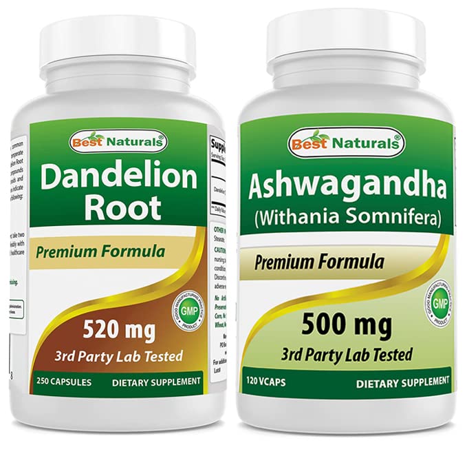 Best Naturals Dandelion Root 520 mg & Ashwagandha Extract 500 Mg