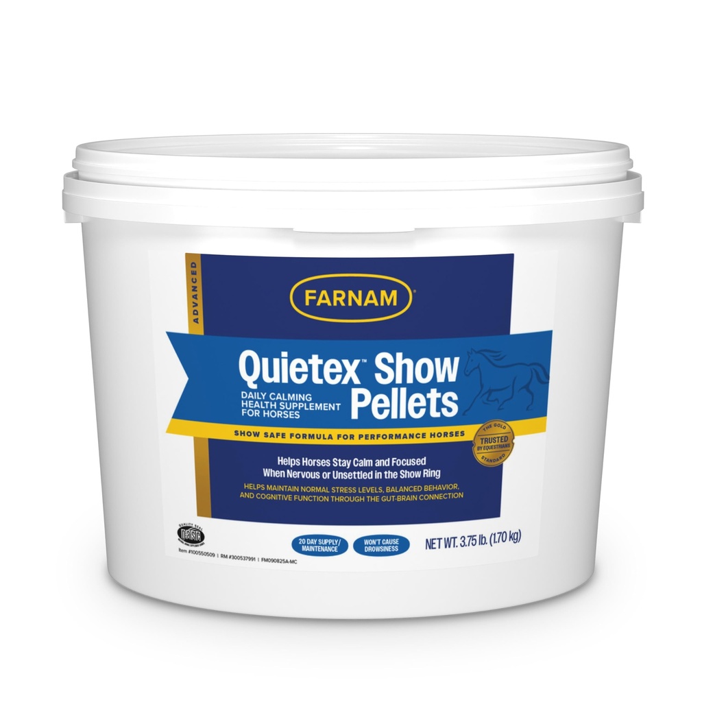 Farnam Quietex Show Pellets, Helps Keep Horses Calm & Relaxed that Become Nurk in The Show Ring 3,75 lbs.