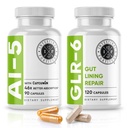 Intestinal Fortitude AI-5 & GLR-6 Digestive Health Supplement Bundle w/Glutamine, Turmeric, Curcumin for Gut Health Caps Supplement & Support Digestive Health, Non-GMO, Dairy Free - 30-Day Supply