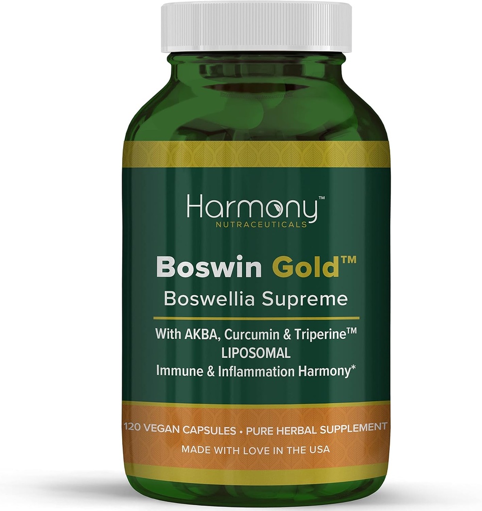 Harmony Nutraceuticals Boswin Gold Liposomal - Υψηλότερη Ικανότητα Μέγιστη Βιοδραστηριότητα Dr. Gumman's Clinical Grade Synergized with Turmeric & Triperine