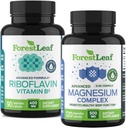 ForestLeaf Riboflavin & Magnesium Ημικρανία συμπλήρωμα - Ριβοφλαβίνη 400mg για την ανακούφιση του κεφαλαλγίας - Ultimate Magnesium Δέσμη με B2 Βιταμίνη 400mg για τον πονοκέφαλο Κάψουλες ανακούφισης ημικρανίας