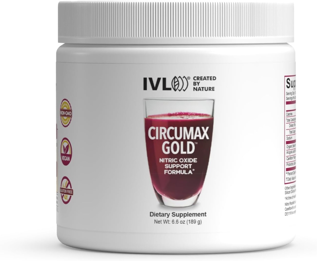 IVL - CircuMax Gold - Nitric Oxide Supplement Powder Boost - Βιολογικά Μπιζέλια - Careflow Mango Powder και Nitro Rocket (6,70 oz - 30 Servings)