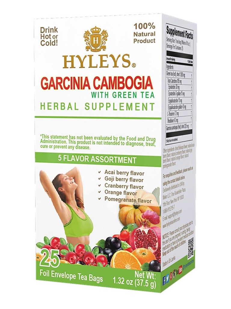 HYLEYS Τσάι Garcinia Cambogia Πράσινο Τσάι 5 Γεύση - 25 Τσάντες Τσάι (12 Συσκευασία - 300 Τσάι Σύνολο Τσάι)