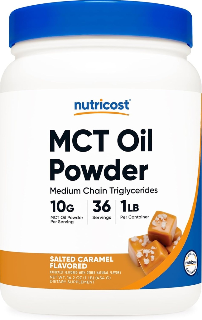 Nutricost Premium MCT Oil Powder (1 LB) (Salted Carmel) - Best για Keto, Ketosis, και Ketogenic Diets - Μη ΓΤΟ και χωρίς γλουτένη, Μεσαία Τριγλυκερίδια Αλυσίδας
