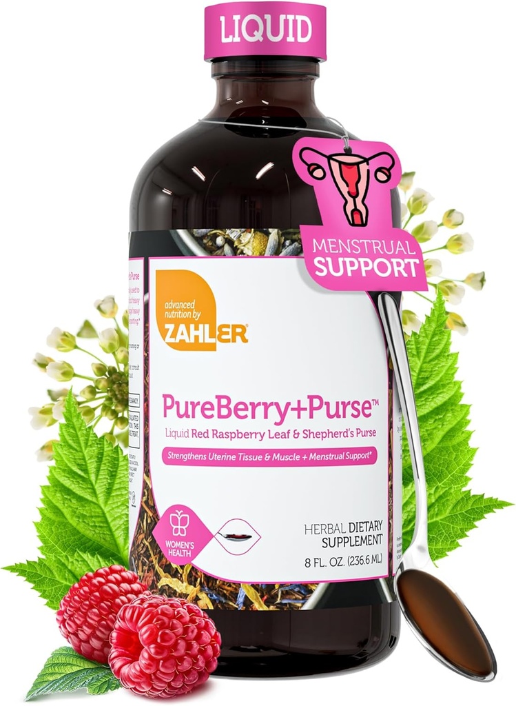 Zahler PureBerry+Purse, Liquid Raspberry Leaf & Sheperd's Purse, Ενισχύει Uterine Tissue, Certified Kosher, 8OZ