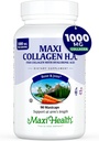 Maxi Health Marine Collagen Pills – 1000 mg τύπου 1 Collagen για γυναίκες & άνδρες με Hyaluronic Acid Supplement για κοινή & δερματική υποστήριξη – Άγευστες, καθαρές κάψουλες Kosher (90 Maxicaps)