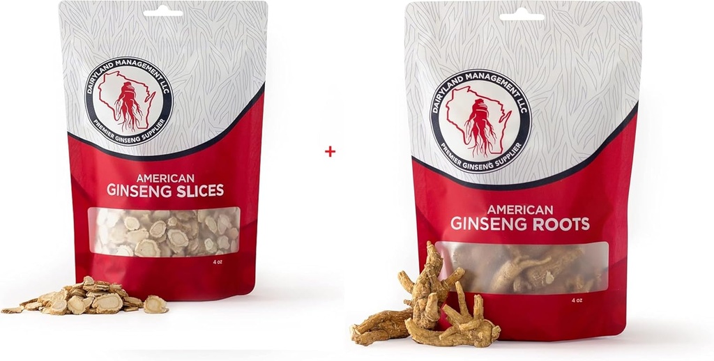 Dairyland American Ginseng Slices and Roots - 4 oz Pack Κάθε ένα από Wisconsin Ginseng – Απευθείας από τον αγρότη στον καταναλωτή 西洋参