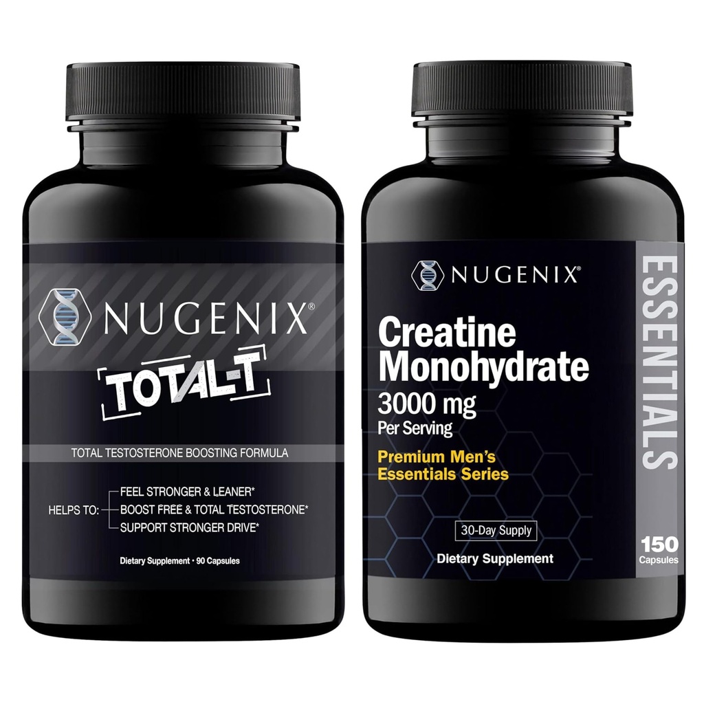 Nugenix Απαραίτητα Creatine Monohydrate και Total-T τεστοστερόνη Booster για τους άνδρες