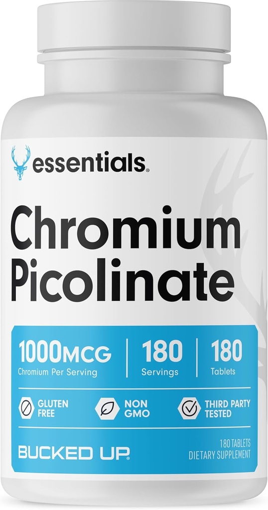 Bucked Up Χρώμιο Picolinate 1000mcg ανά υπηρεσία, Bucked Up Essentials (180 σερβιέτες, 180 δισκία)