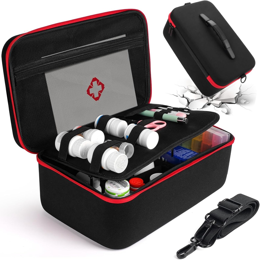 Yewltvep Pill μπουκάλι Organizer, ιατρική Organizer Box, ταξιδιωτική ιατρική μπουκάλι Organizer Αποθήκευση, σκληρή θήκη πρώτων βοηθειών, κουτί πρώτων βοηθειών άδειο για φαρμακευτική αγωγή έκτακτης ανάγκης, τσάντες πρώτων βοηθειών (υπόθεση μόνο)