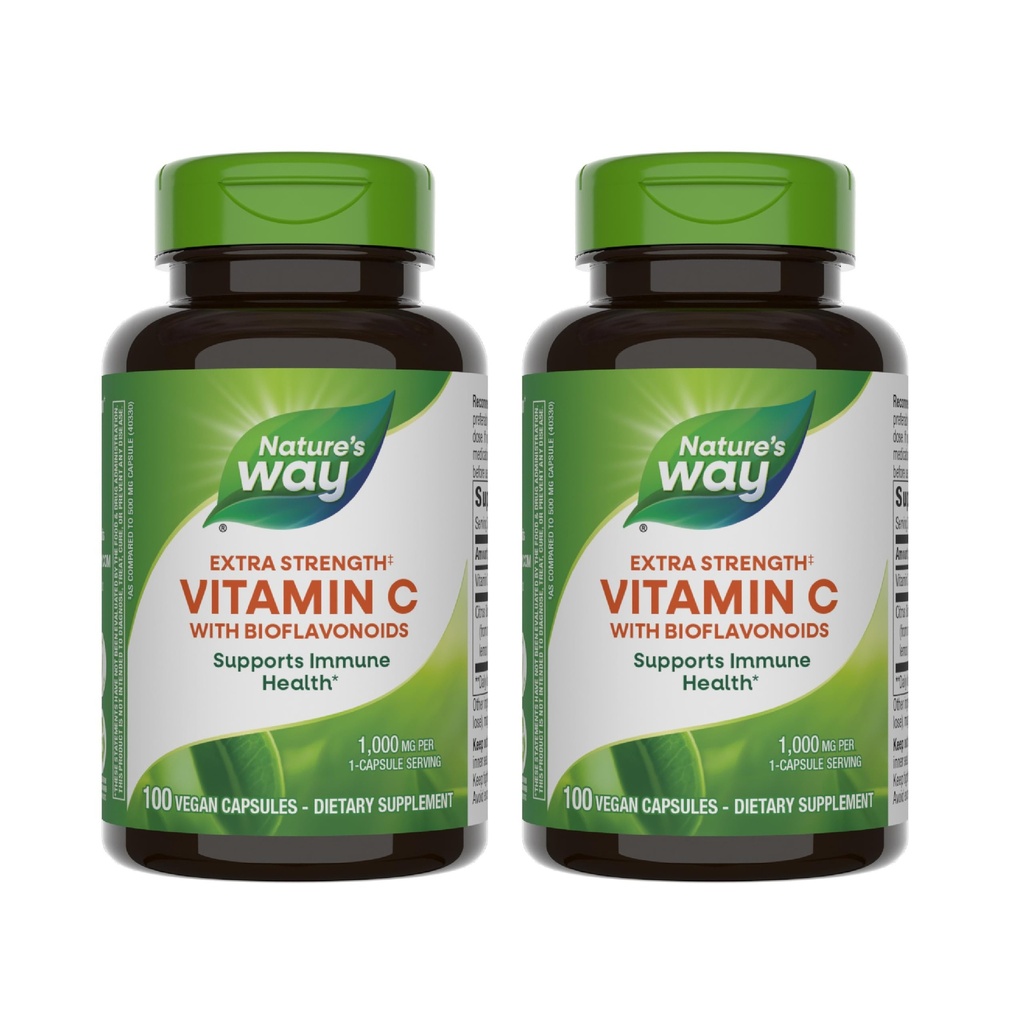 Τρόπος Φύσης Βιταμίνη C με Bioflavonoids - Extra Strength - 1 g Βιταμίνη C ως Ασκορβικό Οξύ - Εσπεριδοειδή Βιοφλαβονοειδή - Για Ανοσολογική Υποστήριξη* - Χωρίς Γλουτένη & Γαλακτοκομικά - 100 Κάψουλες (2 Συσκευασία)