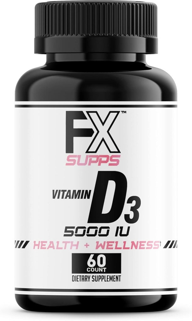 FXSUPPS Βιταμίνη D3 5000 IU (1 Pack, 60 Easy to Swallow Softgels) 
