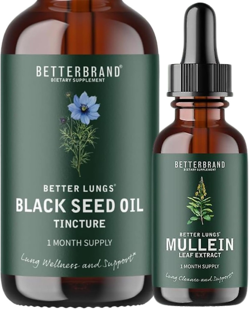 BetterLungs Mullein Leaf Extract και μαύρο δέμα λαδιού σπόρων