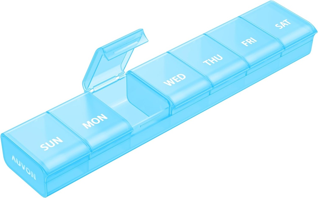 AUVON Weekly Pill Organizer with Avenious Opening Design, Arthritis Friendly Pill Box, BPA-Free Pill Organizer 7 Day, Χαριτωμένη & Φορητή θήκη χαπιών για βιταμίνες, συμπληρώματα και φάρμακα