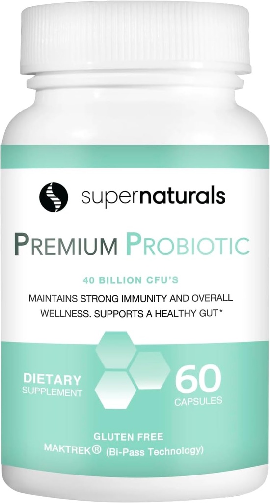 Premium Probiotics, 40 δις CFU Probiotics για Digestive Health, Made with MAKTrek Bipass Technology, Women & Mens Probiotics for Gut Health, 60 Probiotic Capsles