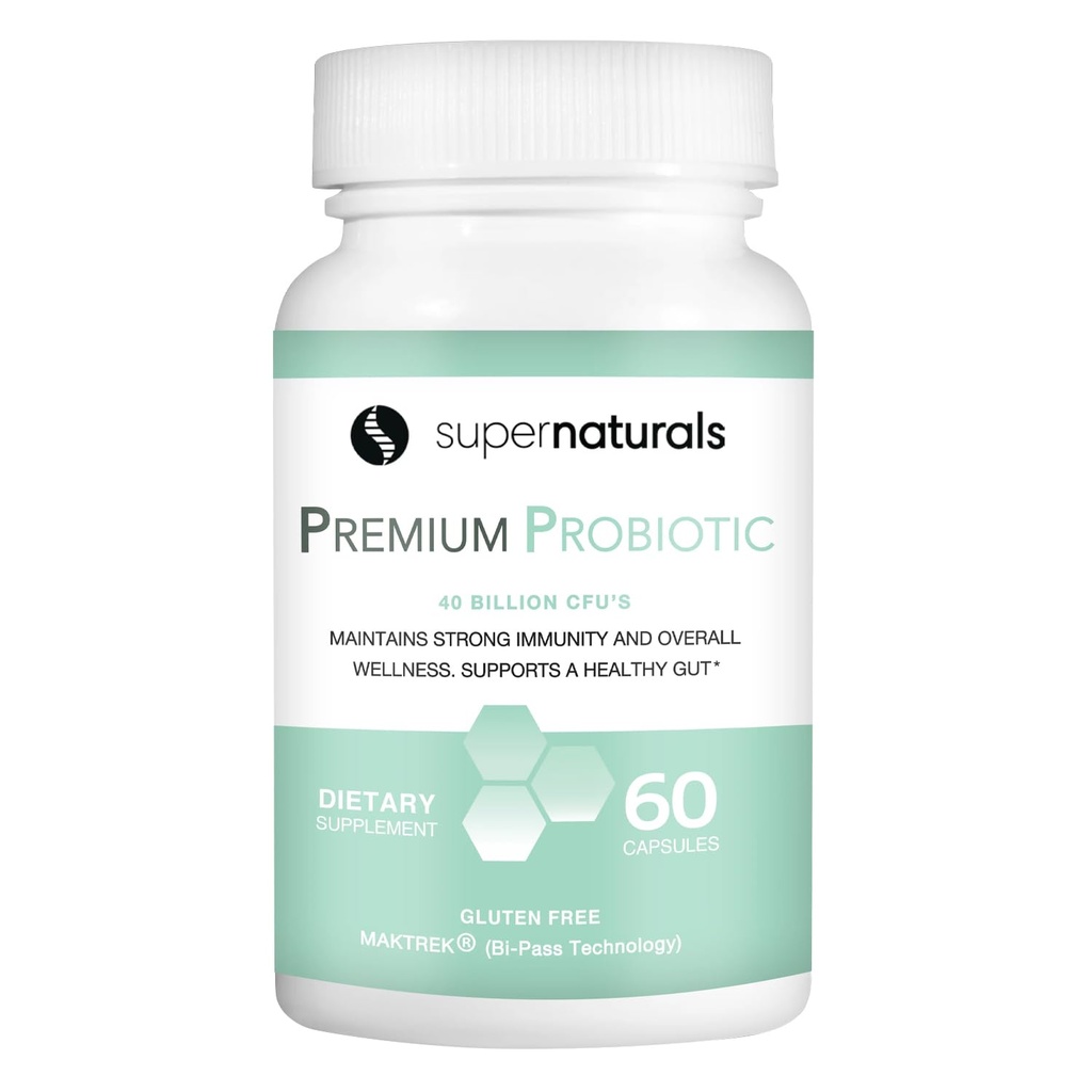 Premium Probiotics, 40 Billion CFU Probiotics for Digestive Health, Made with MAKTrek Bipass Technology, Women & Mens Probiotics for Gut Health, 60 Probiotic Capsules
