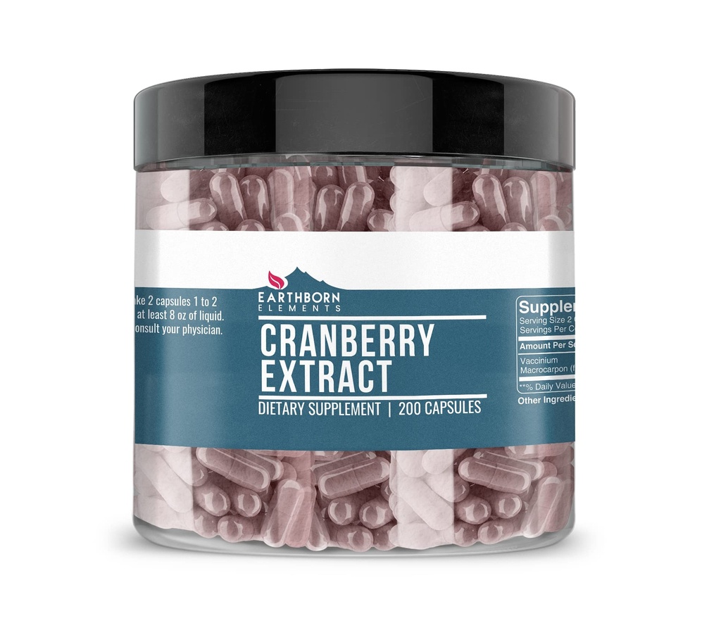 Earthborn Elements Cranberry Extract 200 Capsules, Pure & Undiluted, No Additives